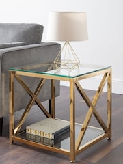 Julian Bowen Gold Miami Lamp Table - Image 1 of 4