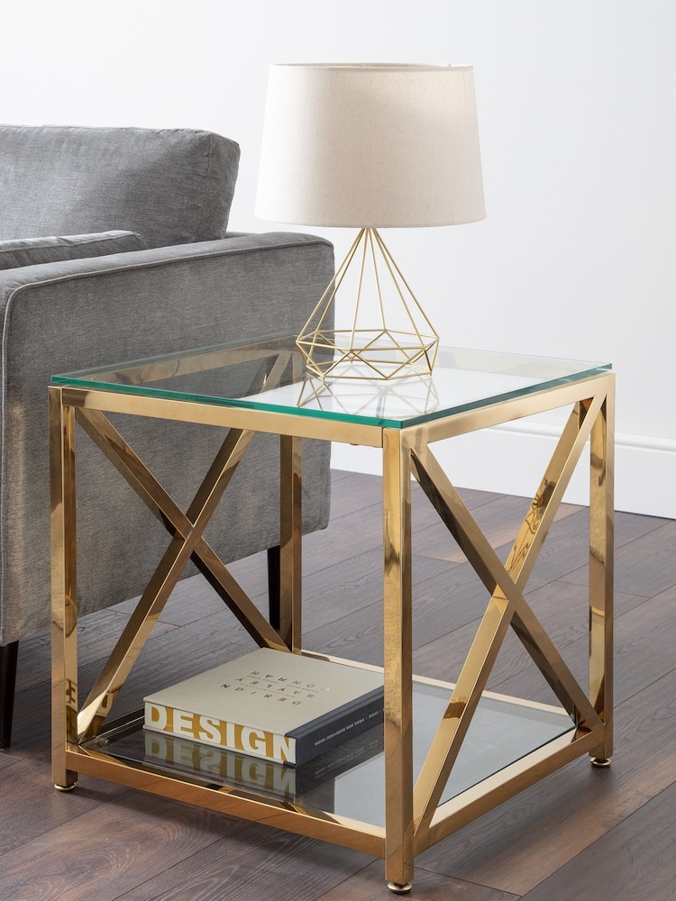 Julian Bowen Gold Miami Lamp Table - Image 1 of 4