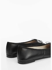 Mango Black Bow Leather Ballerinas - Image 3 of 3
