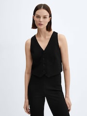 Mango Black Suit Waistcoat With Buttons - Image 1 of 7