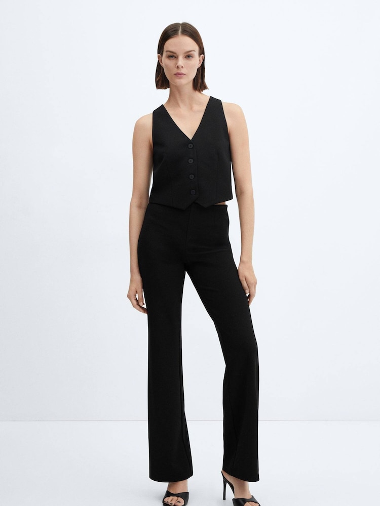 Mango Black Suit Waistcoat With Buttons - Image 2 of 7
