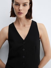 Mango Black Suit Waistcoat With Buttons - Image 4 of 7
