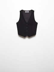 Mango Black Suit Waistcoat With Buttons - Image 6 of 7