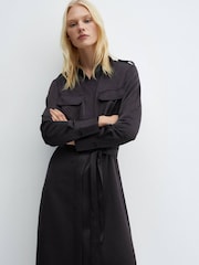 Mango Black Satin Shirt Dress - Image 3 of 7