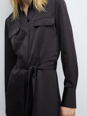 Mango Black Satin Shirt Dress - Image 5 of 7
