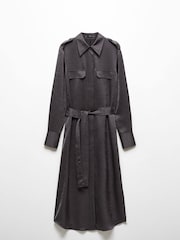 Mango Black Satin Shirt Dress - Image 6 of 7