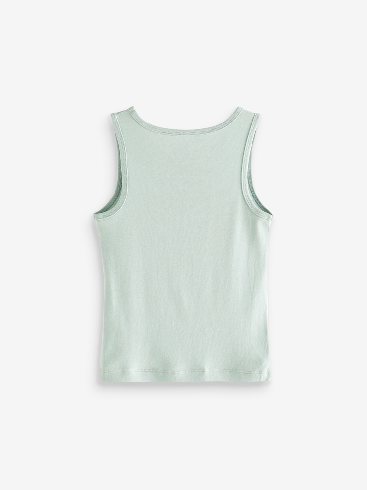 Purple/Green 100% Cotton Vests 5 Pack (1.5-16yrs) - Image 2 of 3