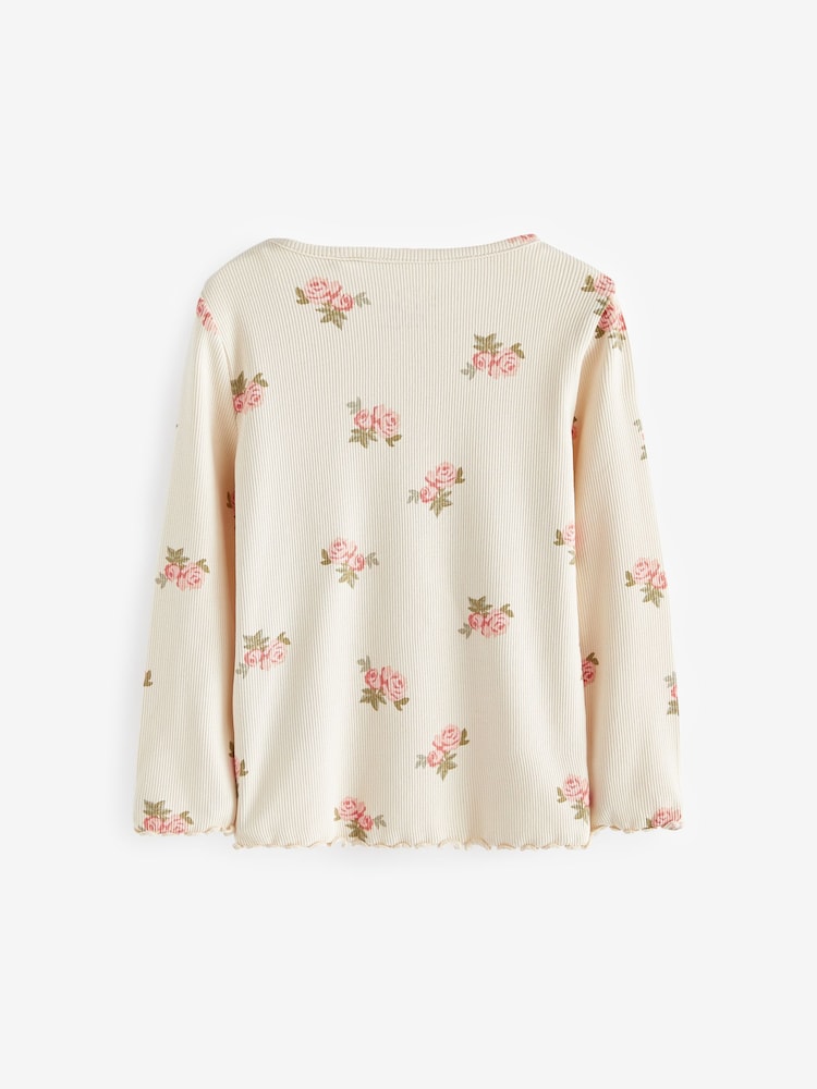 Neutral 5 Pack Long Sleeve Rib Jersey Tops (3mths-7yrs) - Image 2 of 3