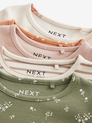Neutral 5 Pack Long Sleeve Rib Jersey Tops (3mths-7yrs) - Image 3 of 3