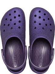Crocs Purple Classic Platform Glitter Clogs - Image 3 of 7
