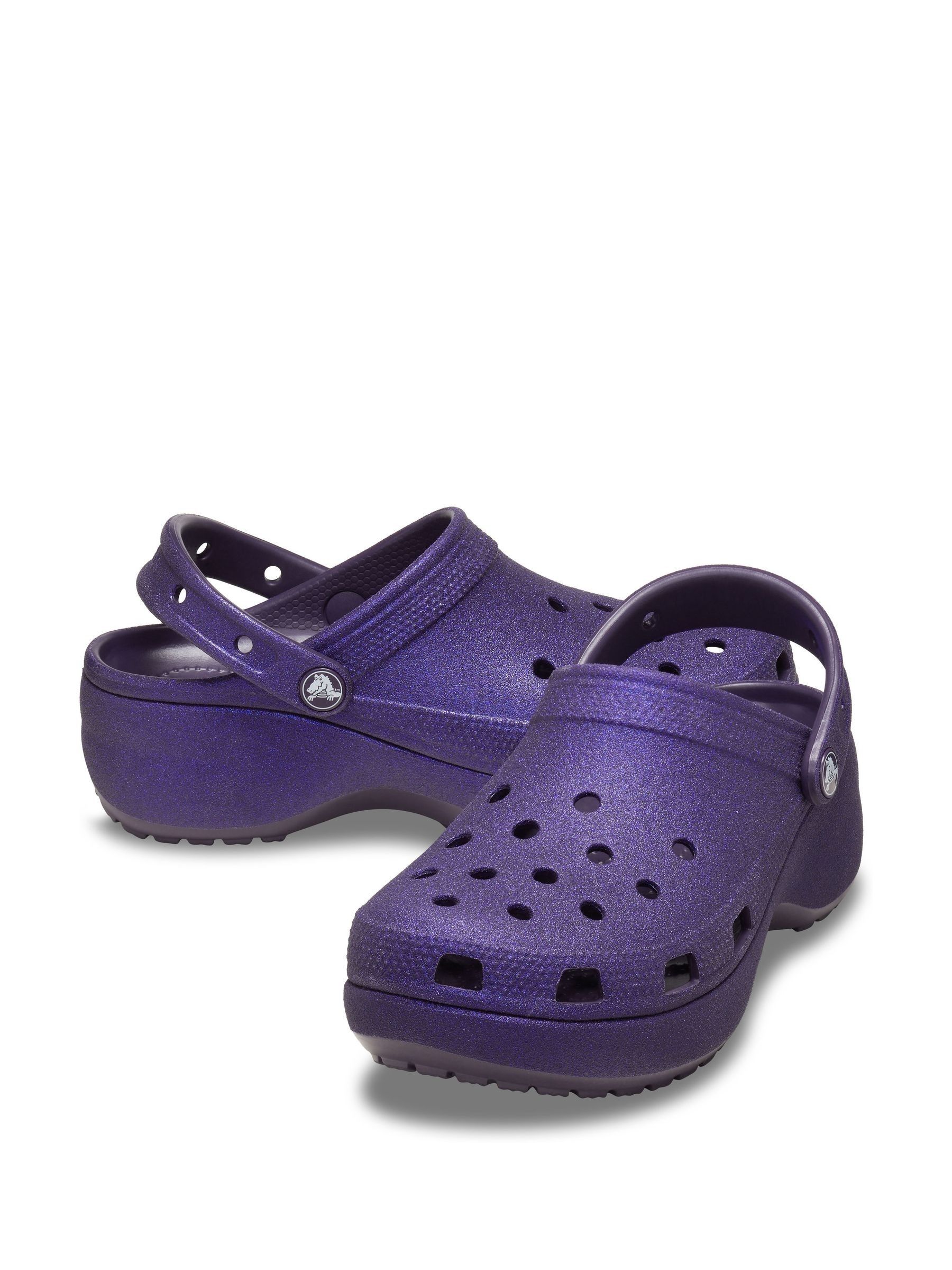 Crocs Purple Classic Platform Glitter Clogs
