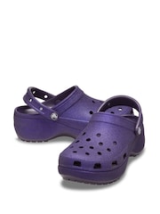 Crocs Purple Classic Platform Glitter Clogs - Image 4 of 7