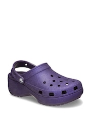 Crocs Purple Classic Platform Glitter Clogs - Image 6 of 7