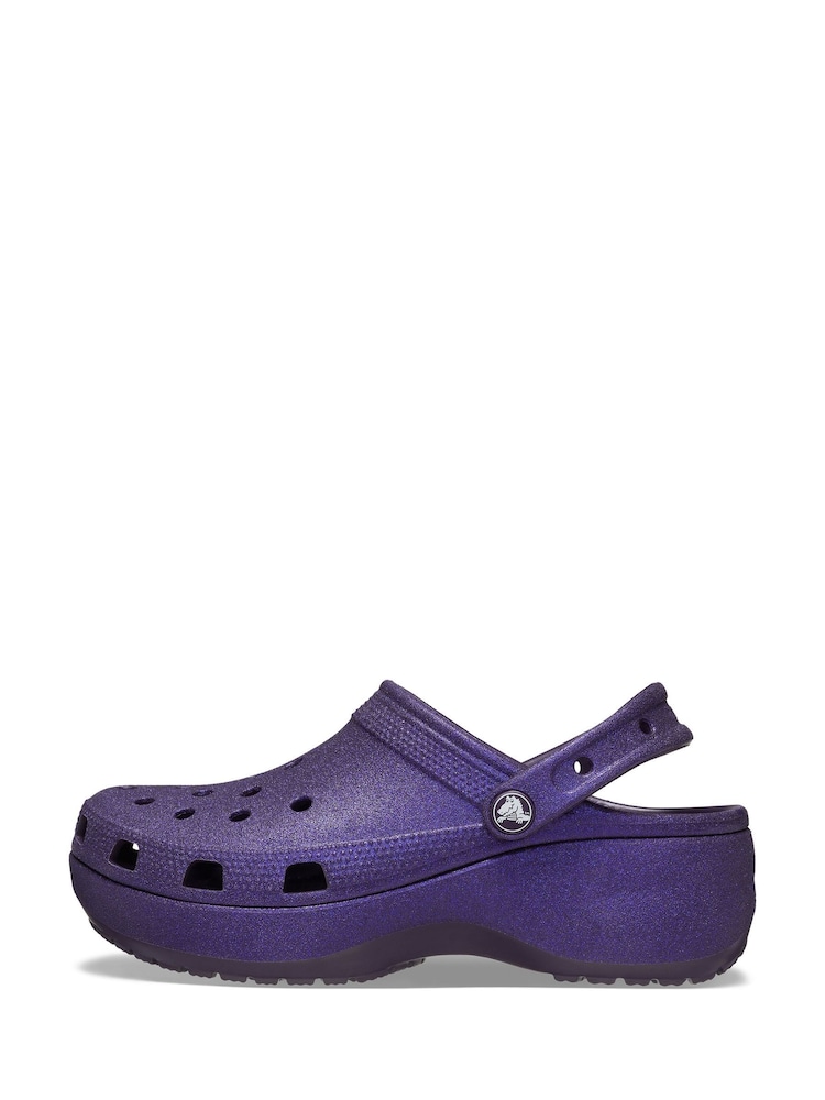 Crocs Purple Classic Platform Glitter Clogs - Image 7 of 7