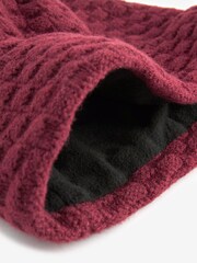 Burgundy Red Textured Beanie Hat and Scarf Set - Image 6 of 6