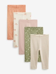 Neutrale Farbe - Leggings aus geripptem Jersey im 5er Pack (3Monate–7Jahre) - Bild 1 von 7