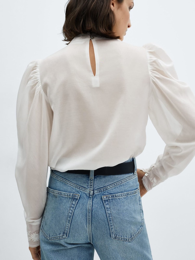 Mango Cream Embroidered Details Blouse - Image 2 of 7