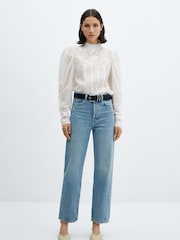 Mango Cream Embroidered Details Blouse - Image 3 of 7