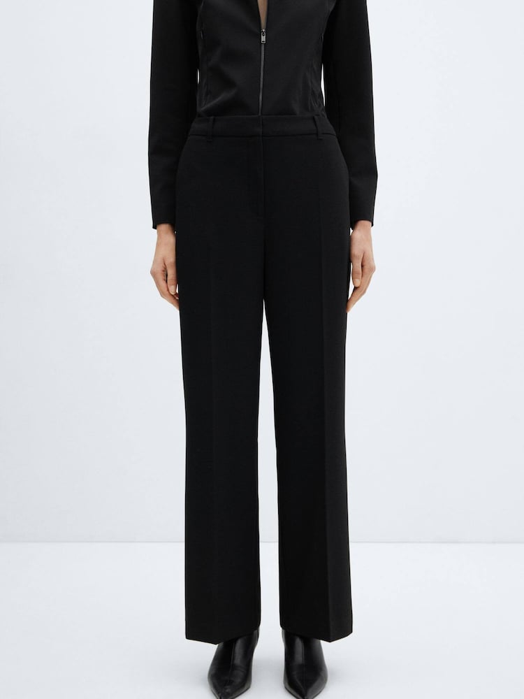 Mango Black Low-Waist Wideleg Trousers - Image 1 of 7 Mango Black Low-Waist Wideleg Trousers - Image 1 of 7