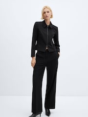 Mango Black Low-Waist Wideleg Trousers - Image 2 of 7