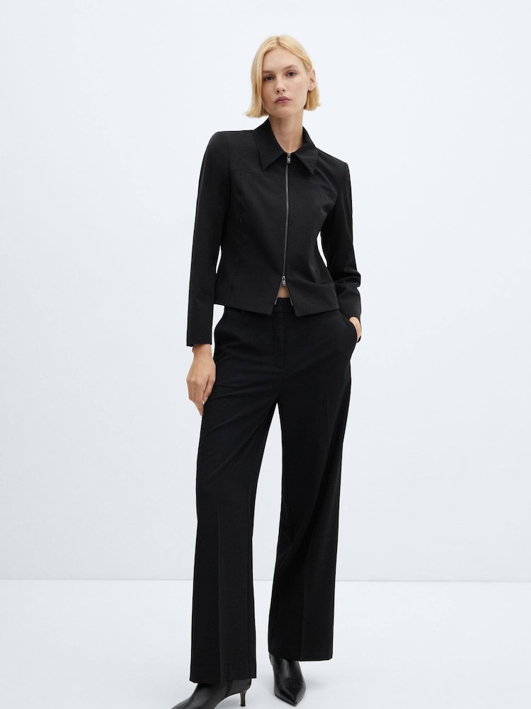 Mango Black Low-Waist Wideleg Trousers - Image 2 of 7