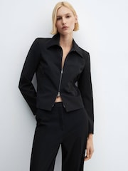 Mango Black Low-Waist Wideleg Trousers - Image 4 of 7