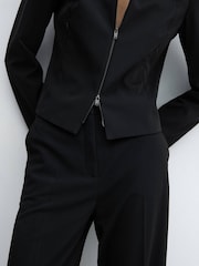 Mango Black Low-Waist Wideleg Trousers - Image 5 of 7