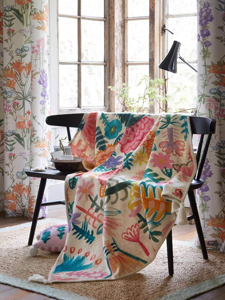 Lucy Tiffney at Next Multi Floral Printed Throw - Image 1 of 3