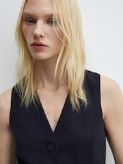 Mango Blue Striped Long Jumpsuit - Image 4 of 7