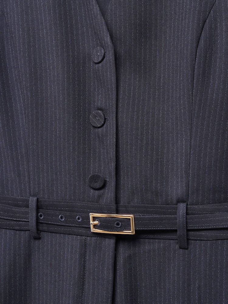 Mango Blue Striped Long Jumpsuit - Image 7 of 7