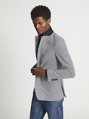 Reiss Blue Glare Puppytooth Check Blazer - Image 1 of 5