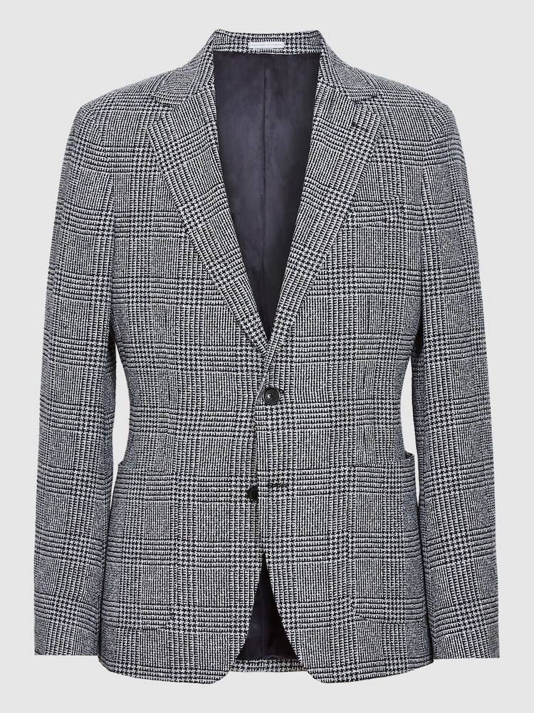 Reiss Blue Glare Puppytooth Check Blazer - Image 2 of 5