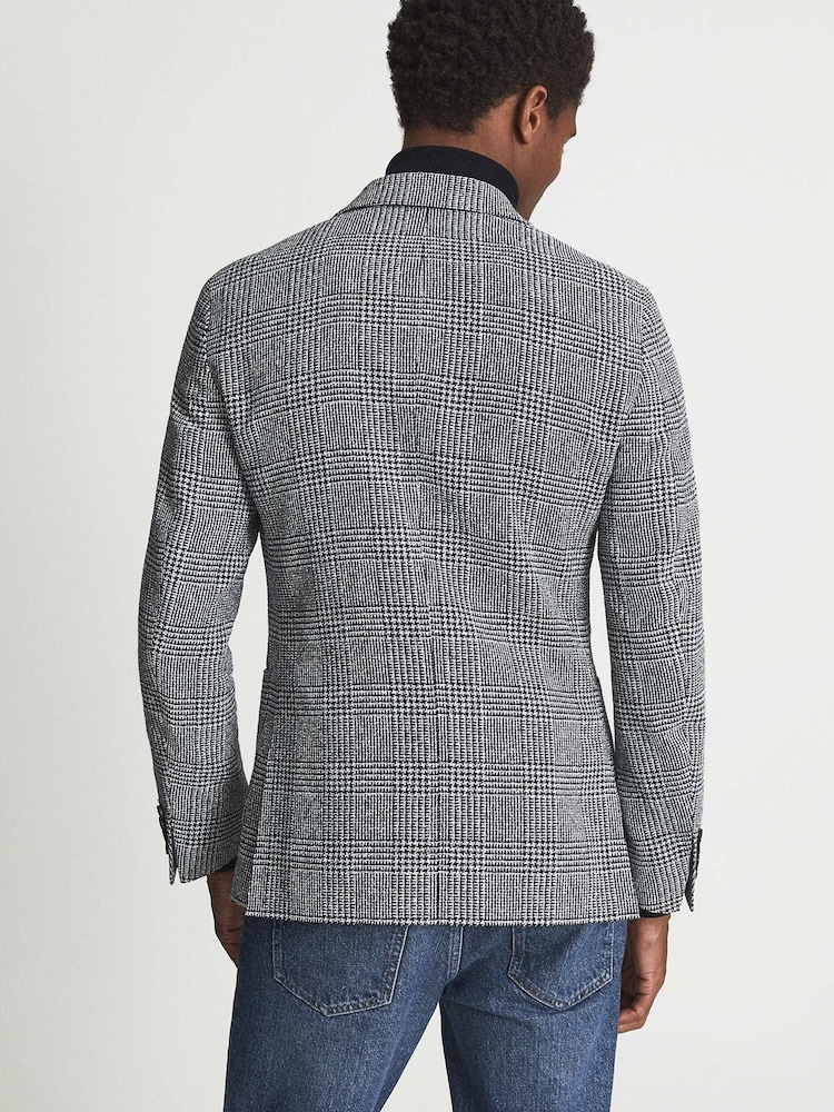 Reiss Blue Glare Puppytooth Check Blazer - Image 5 of 5