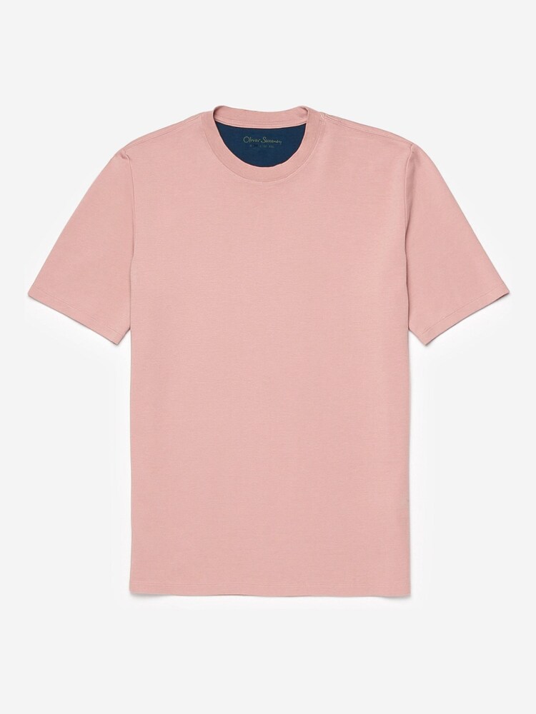 Oliver Sweeney Pink Palmela Salmon 240gsm Jersey 100% Cotton T-Shirt - Image 4 of 4