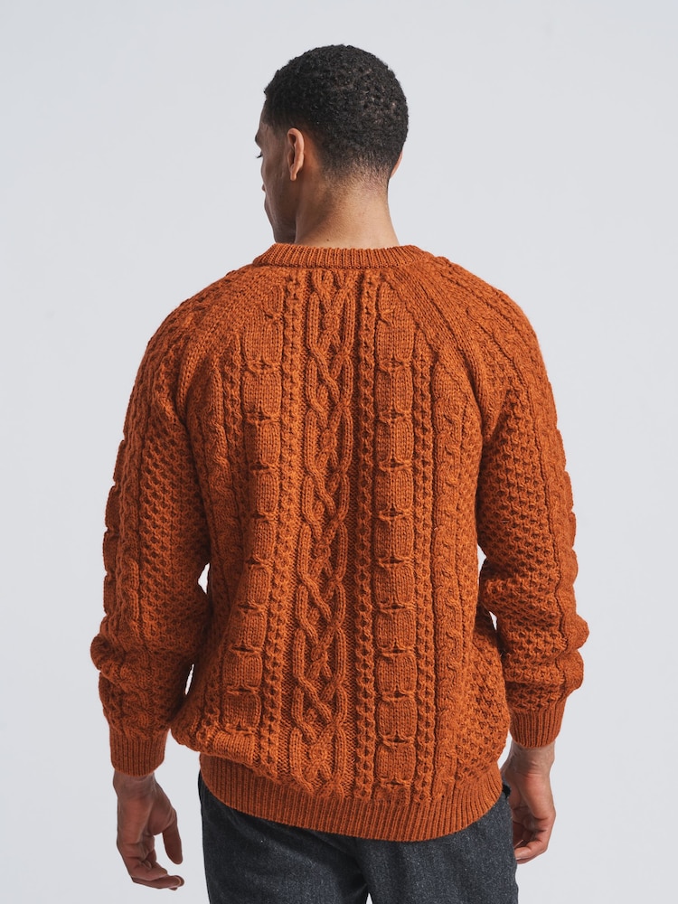 Alaranjado - Aubin Westport de lã Aran com Crew gola  Jumper - Imagem 2 de 4