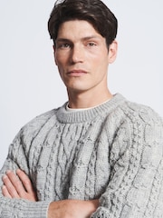 Aubin Westport Aran Wool Crew Neck Jumper - Image 3 of 7