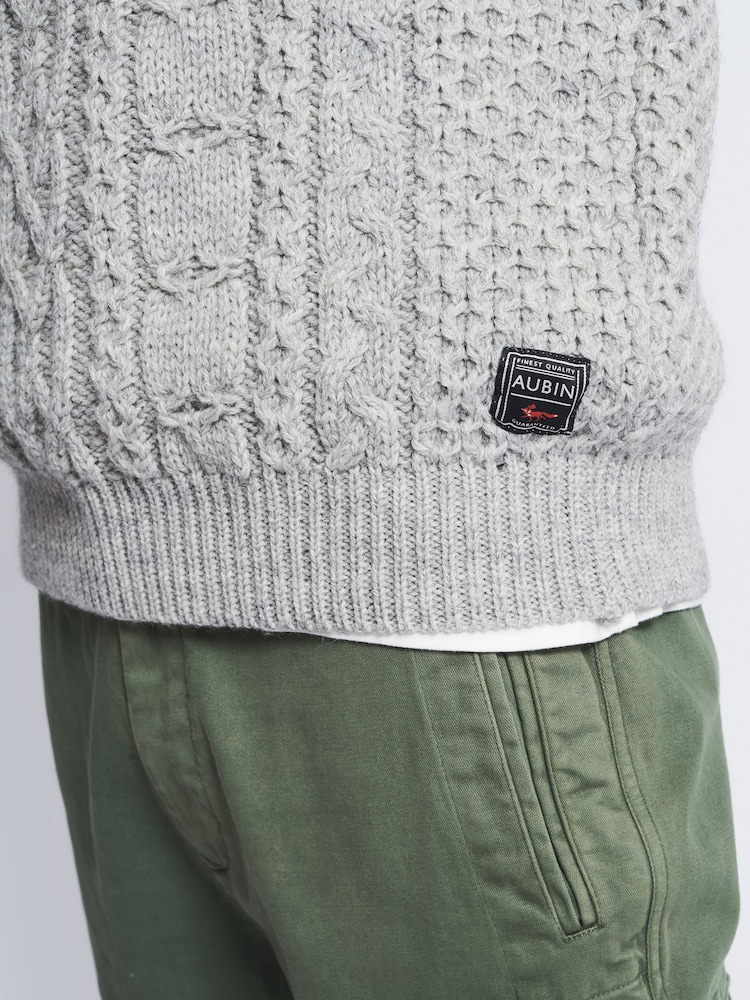 Aubin Westport Aran Wool Crew Neck Jumper - Image 4 of 7