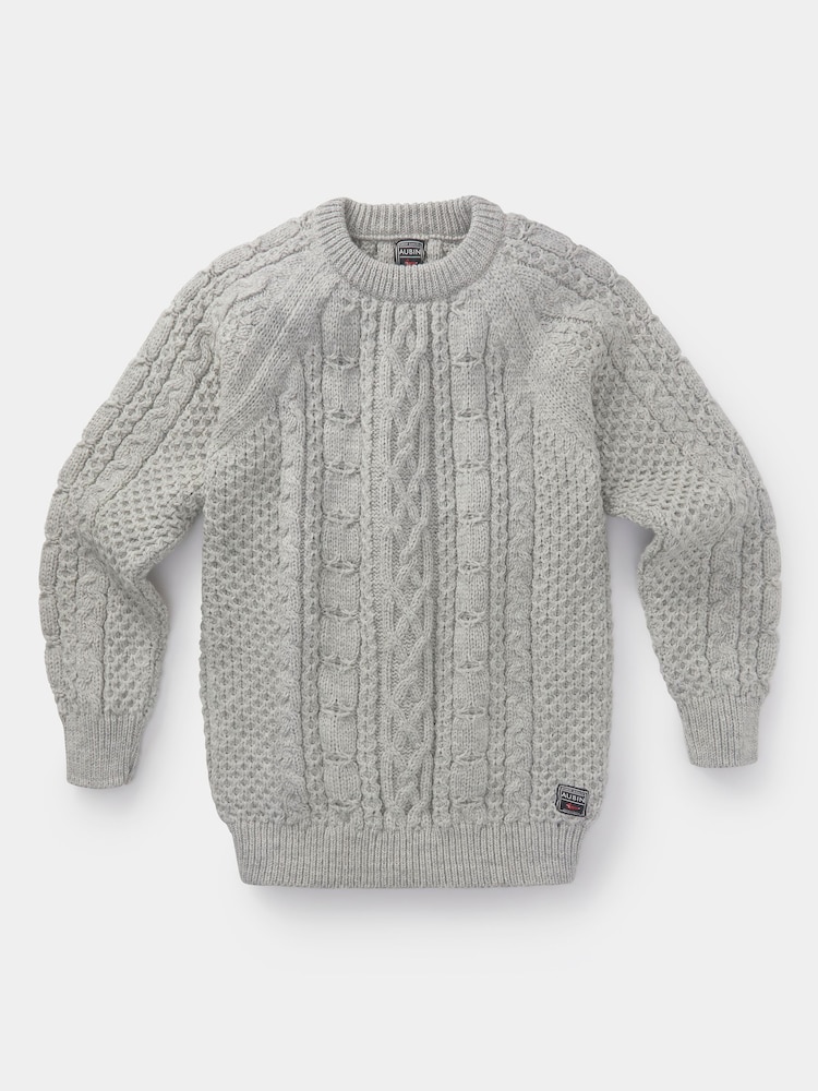 Aubin Westport Aran Wool Crew Neck Jumper - Image 6 of 7
