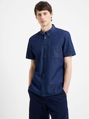 French Connection Navy Blue Denim 100% Cotton Short Sleeve Shirt - Image 1 of 4