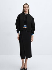 Mango Black Zipper Bomber Jacket - Image 2 of 7