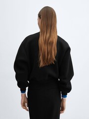 Mango Black Zipper Bomber Jacket - Image 3 of 7