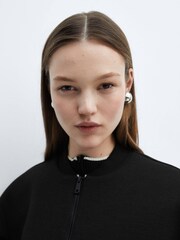 Mango Black Zipper Bomber Jacket - Image 4 of 7