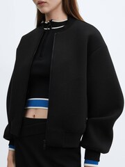 Mango Black Zipper Bomber Jacket - Image 5 of 7
