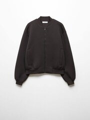 Mango Black Zipper Bomber Jacket - Image 6 of 7