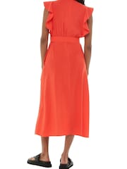 Whistles Red Sophie Frill Sleeve Midi Dress - Image 2 of 4