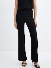Mango Black High-Waist Straight Trousers - Image 1 of 7