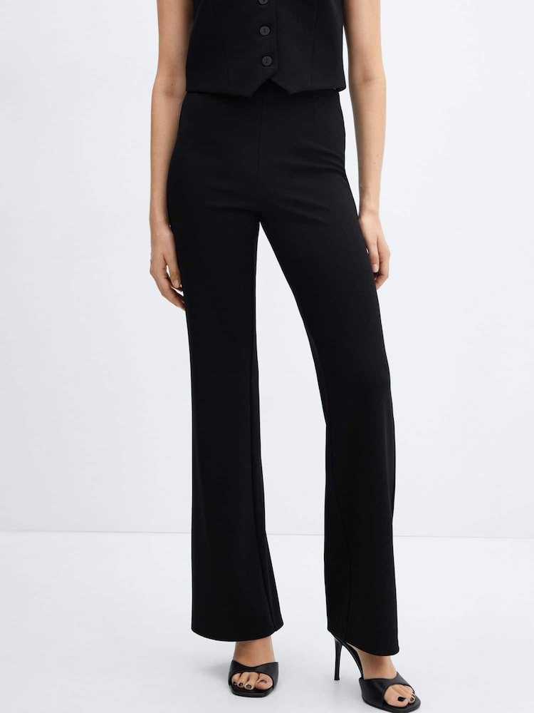 Mango Black High-Waist Straight Trousers - Image 1 of 7