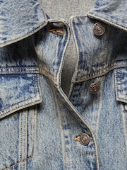 Mango Blue Oversized 100% Cotton Denim Jacket - Image 2 of 2