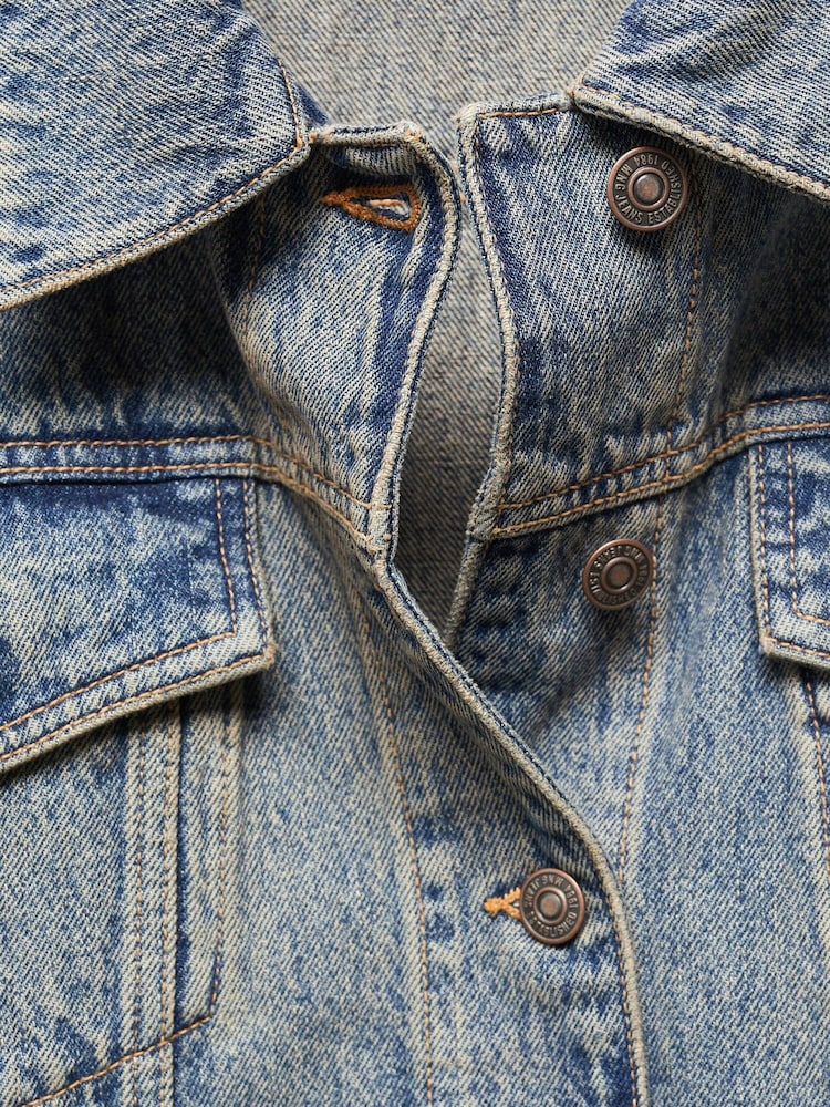 Mango Blue Oversized 100% Cotton Denim Jacket - Image 2 of 2