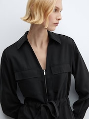 Mango Black Cargo Overalls With Zip - Image 4 of 6